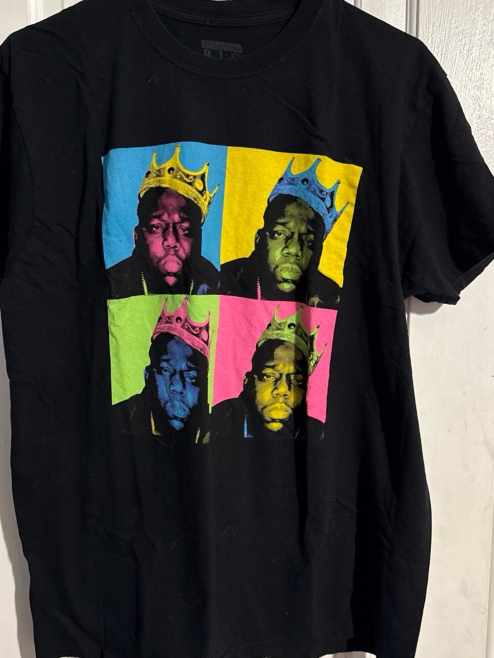 Notorious B.I.G. Black Graphic Cotton Tee with Multicolor Pop-Art Print